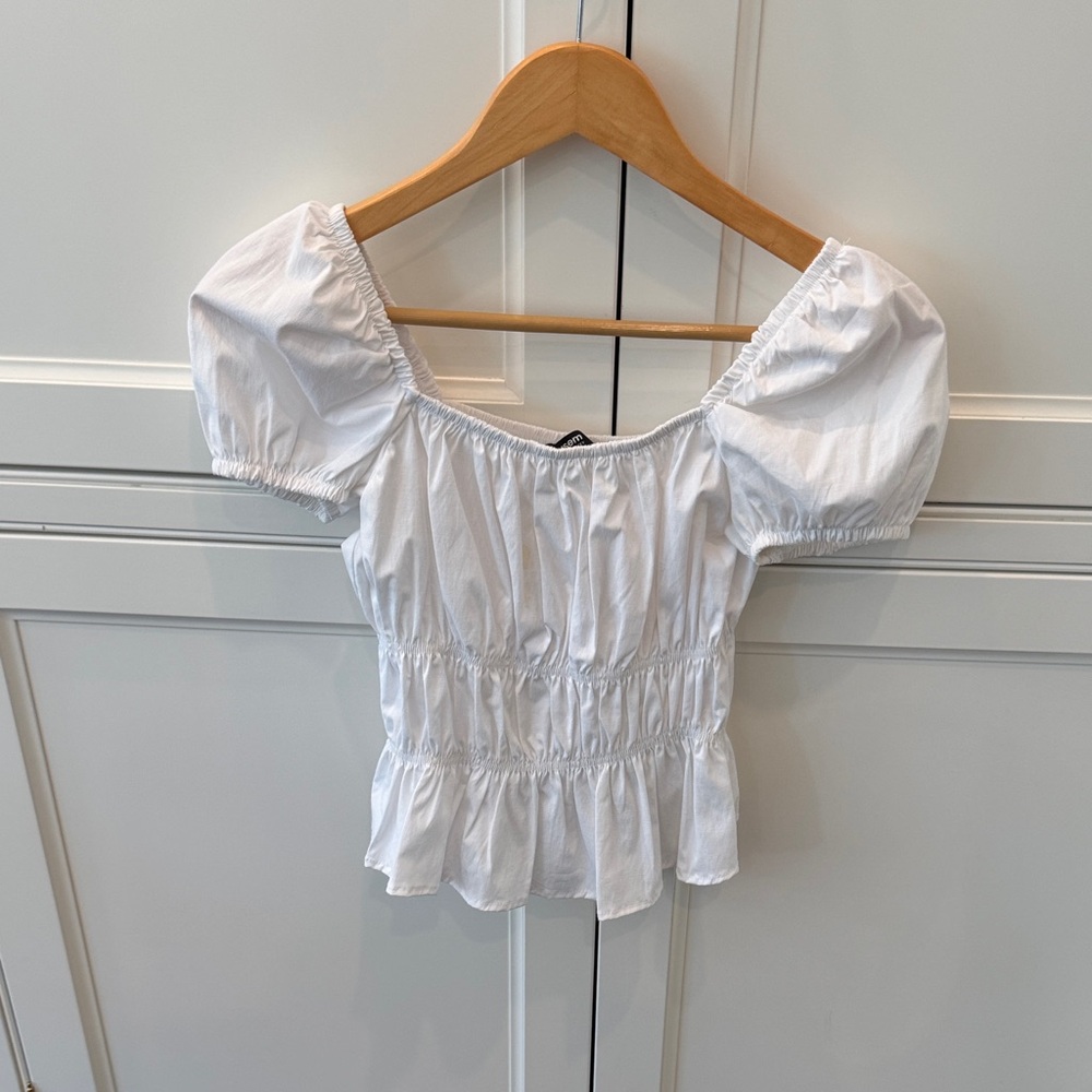 Elegant White Gathered Blouse